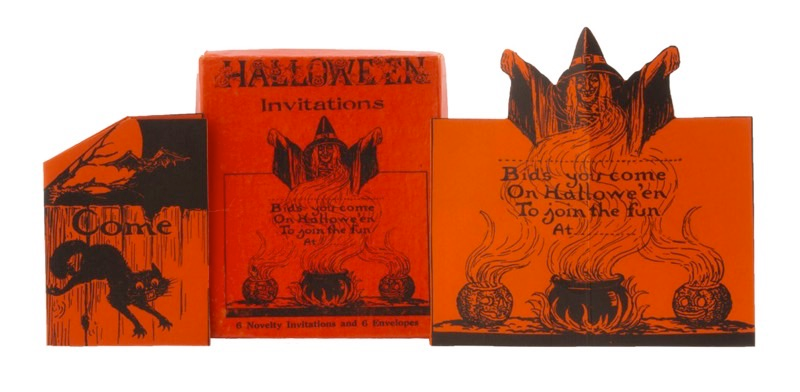 Boxed Set of 6 Novelty Invitations and Envelopes, Beistle, late 1920s, $560. Image and caption courtesy of Mark B. Ledenbach.
